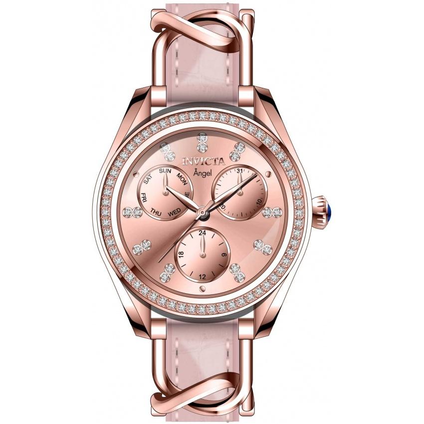 Invicta Women’s 31206 Angel Rose-Tone Leather Watch