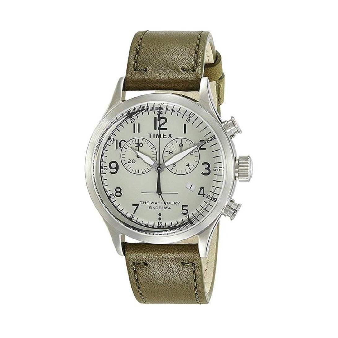 Timex Men’s TW2R70800 The Waterbury Traditional Chronograph Chronograph Green Leather Watch