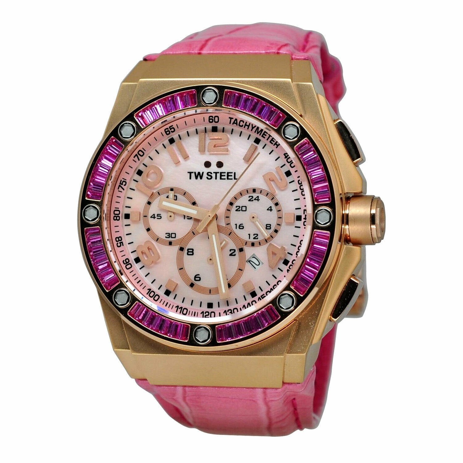 TW Steel Women’s CE4006 CEO Tech Chronograph Pink Leather Watch